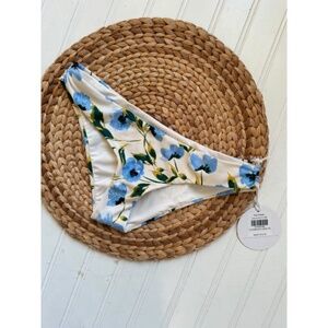 Tori Praver Calia Low Rise Bikini Bottom Swimsuit Classic Coverage Blue Floral N